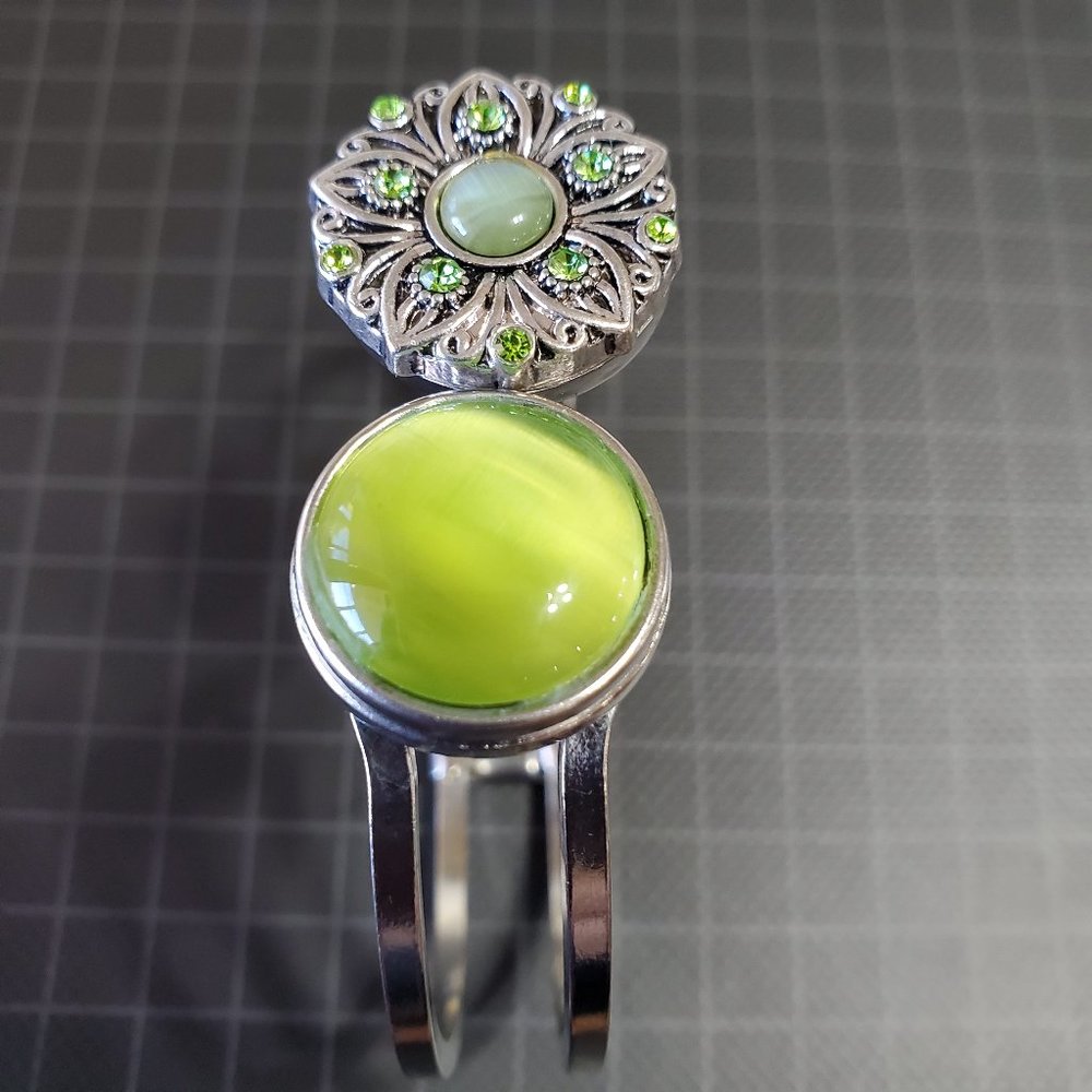 Spring Hinged Bracelet With Dual Button Snap Deco… - image 1